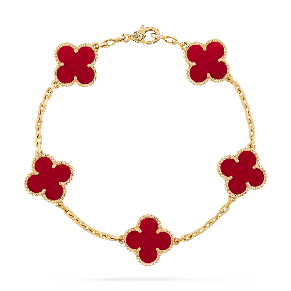 V&CA 18K Gold Plated with stamp Four Leaf Clover Bracelet, Lucky Link Bracelets Double-Sided Adjustable Design Jewelry for Women Girls Christmas Valentine's Day