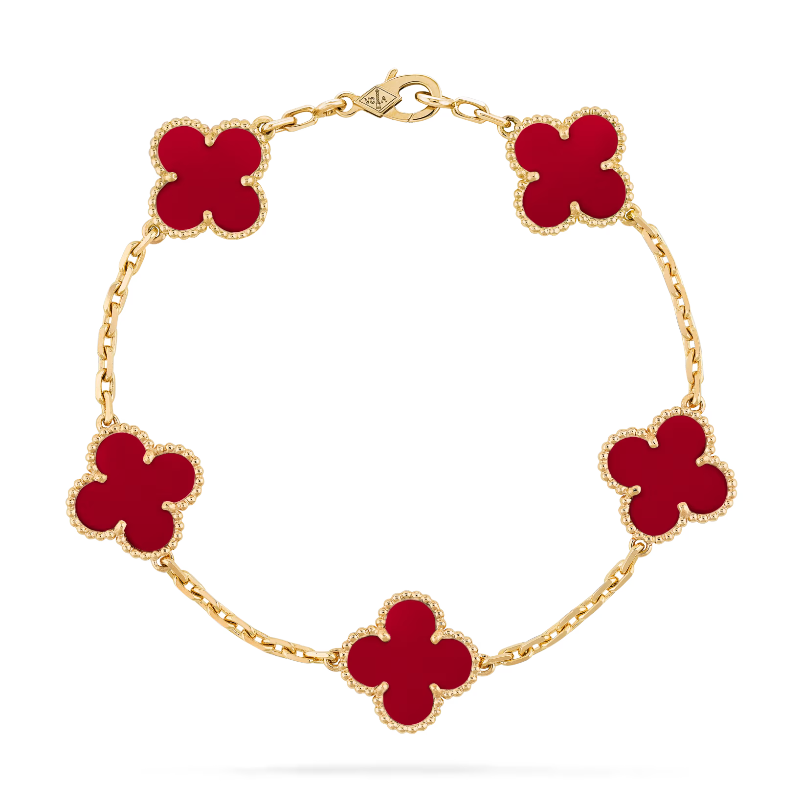 V&CA 18K Gold Plated with stamp Four Leaf Clover Bracelet, Lucky Link Bracelets Double-Sided Adjustable Design Jewelry for Women Girls Christmas Valentine's Day