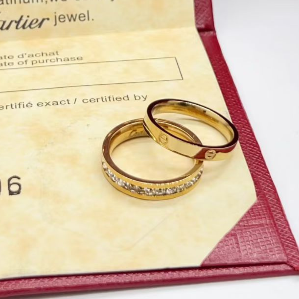 C&T ring  Love Friendship Ring 18K Gold Plated Cubic Zirconia Stainless Steel Promise Ring Wedding Gold Band Stacking Rings Jewelry Birthday Valentine's Day Gifts for Women Size 7-9