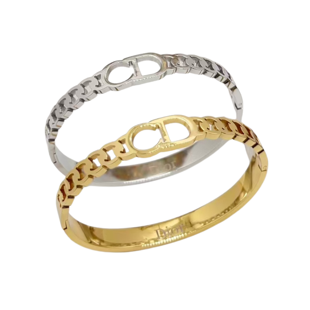 C&D Plain gold / Plain silver bracelet  bangle with stamp inside jewelry
