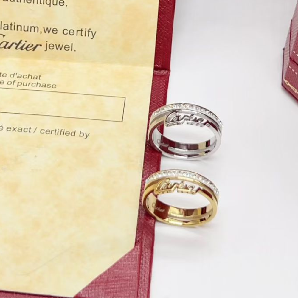 C&T ring  Love Friendship Ring 18K Gold Plated Cubic Zirconia Stainless Steel Promise Ring Wedding Gold Band Stacking Rings Jewelry Birthday Valentine's Day Gifts for Women Size 7-9