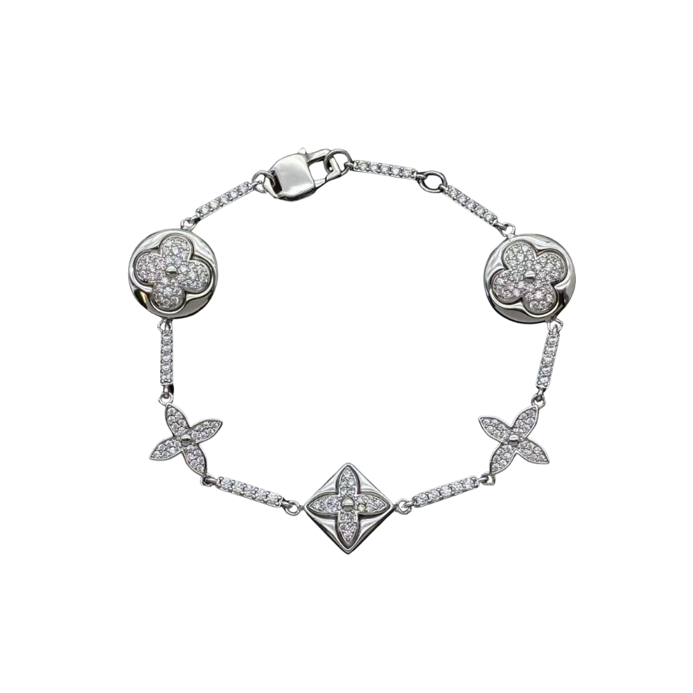 L&V bracelet with glittery diamond plain gold /plain silver high quality waterproof jewelry