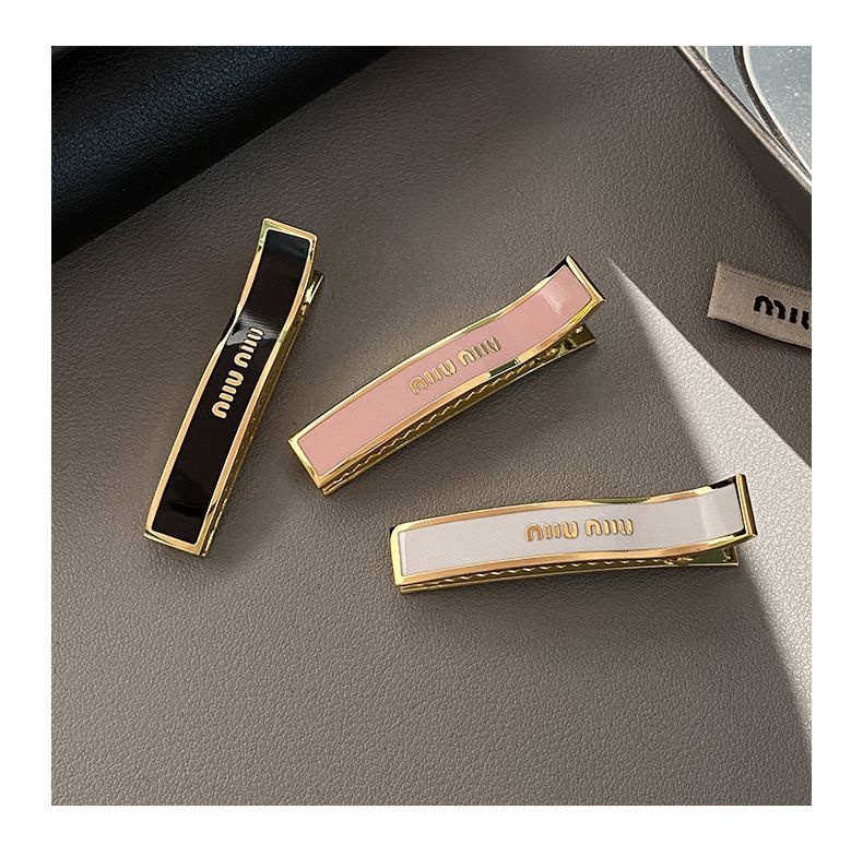 Hair clip with stamp black / white / pink with golden edge hairpin non slip hair accessories