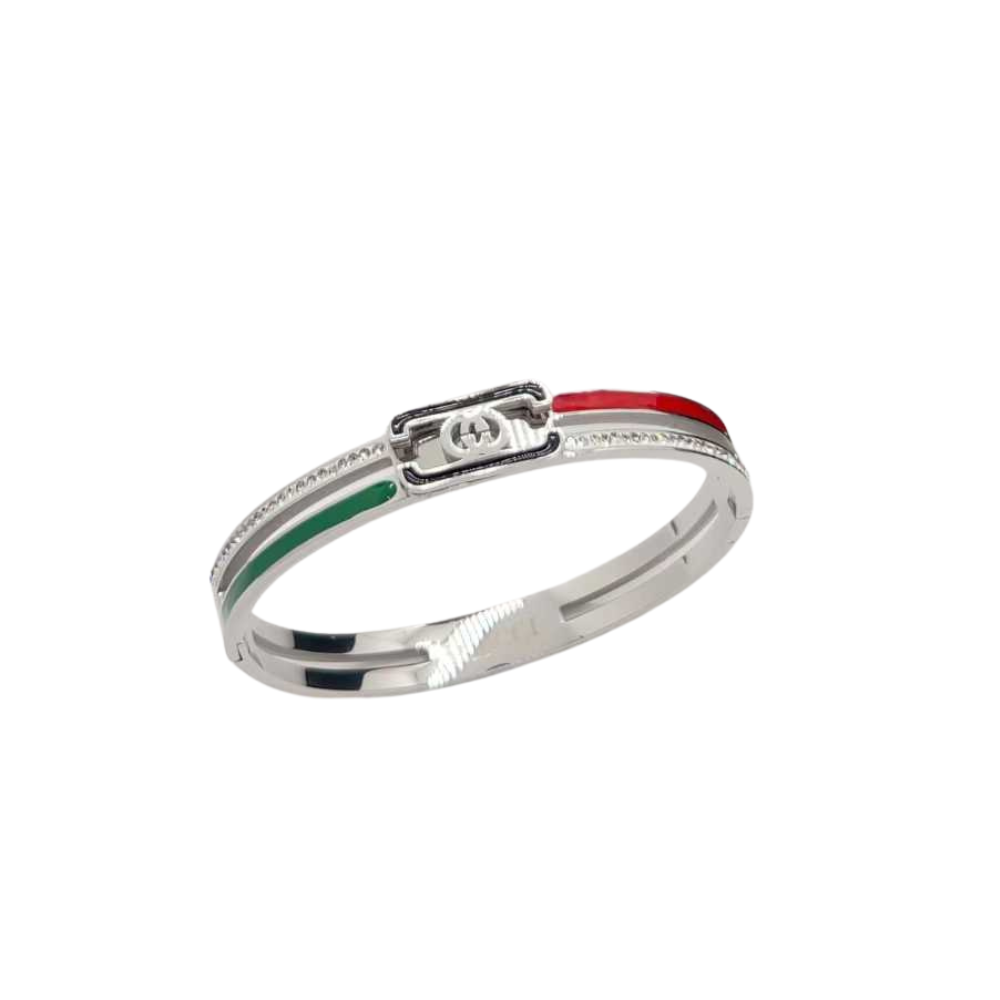 G&G hollow out bangle with diamond in silver bracelet with diamond with stamp inside jewelry