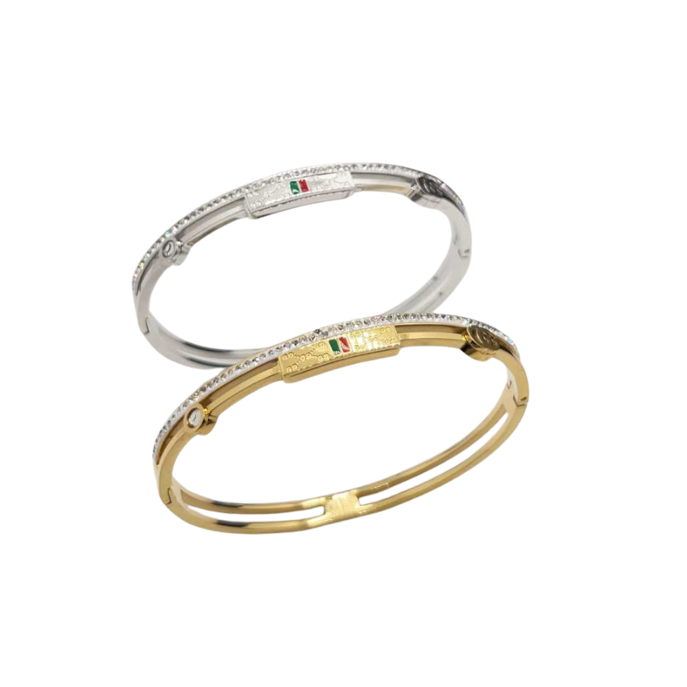 G&G bangle HQ with stone gold / silver hollow out bracelet never fade jewelry