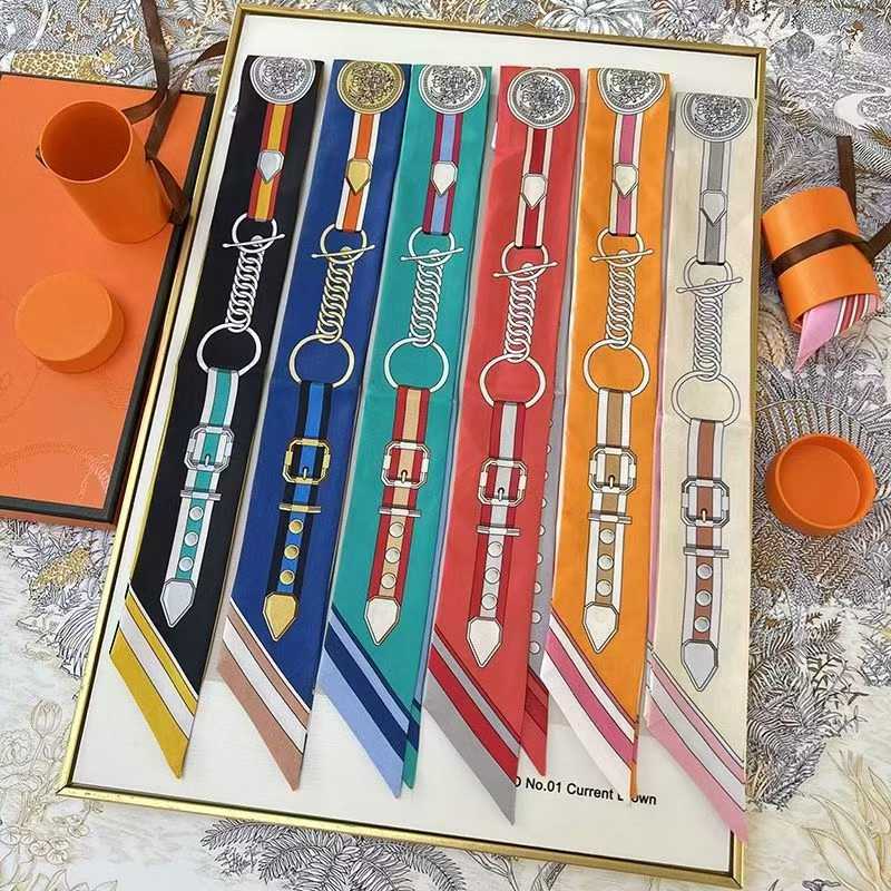 H twilly scarves multi color double sided pattern hair neck accessories bag scarves headband