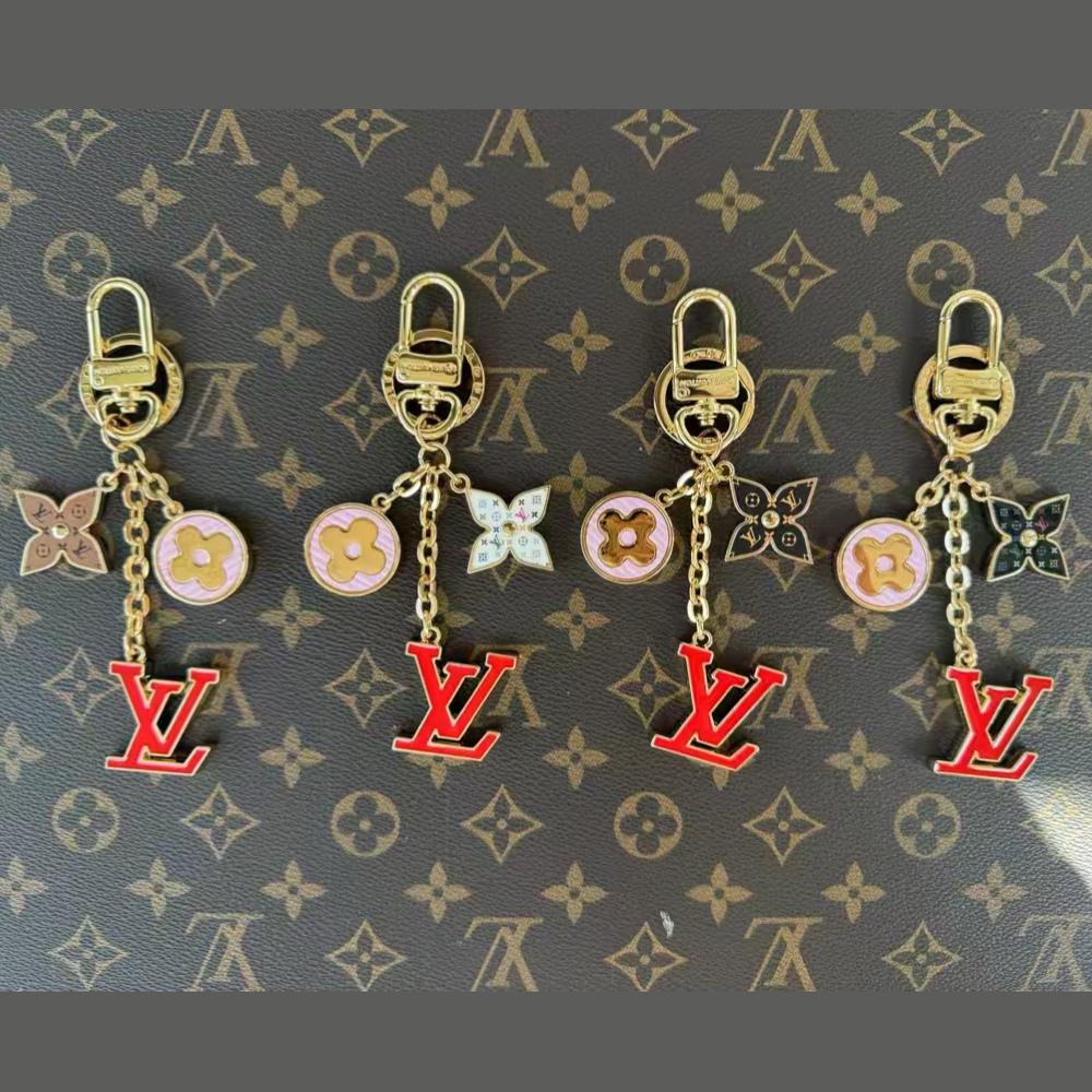 L&V multi color with red letter keychains, bag charm, car key, house kay, earphone case decoration with stamp