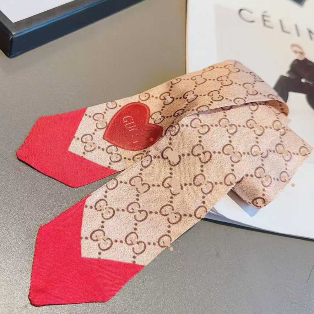 Scarves in brown with red heart pattern bag scarves hair neck accessories headband $8/pcs, $10 for 2pcs