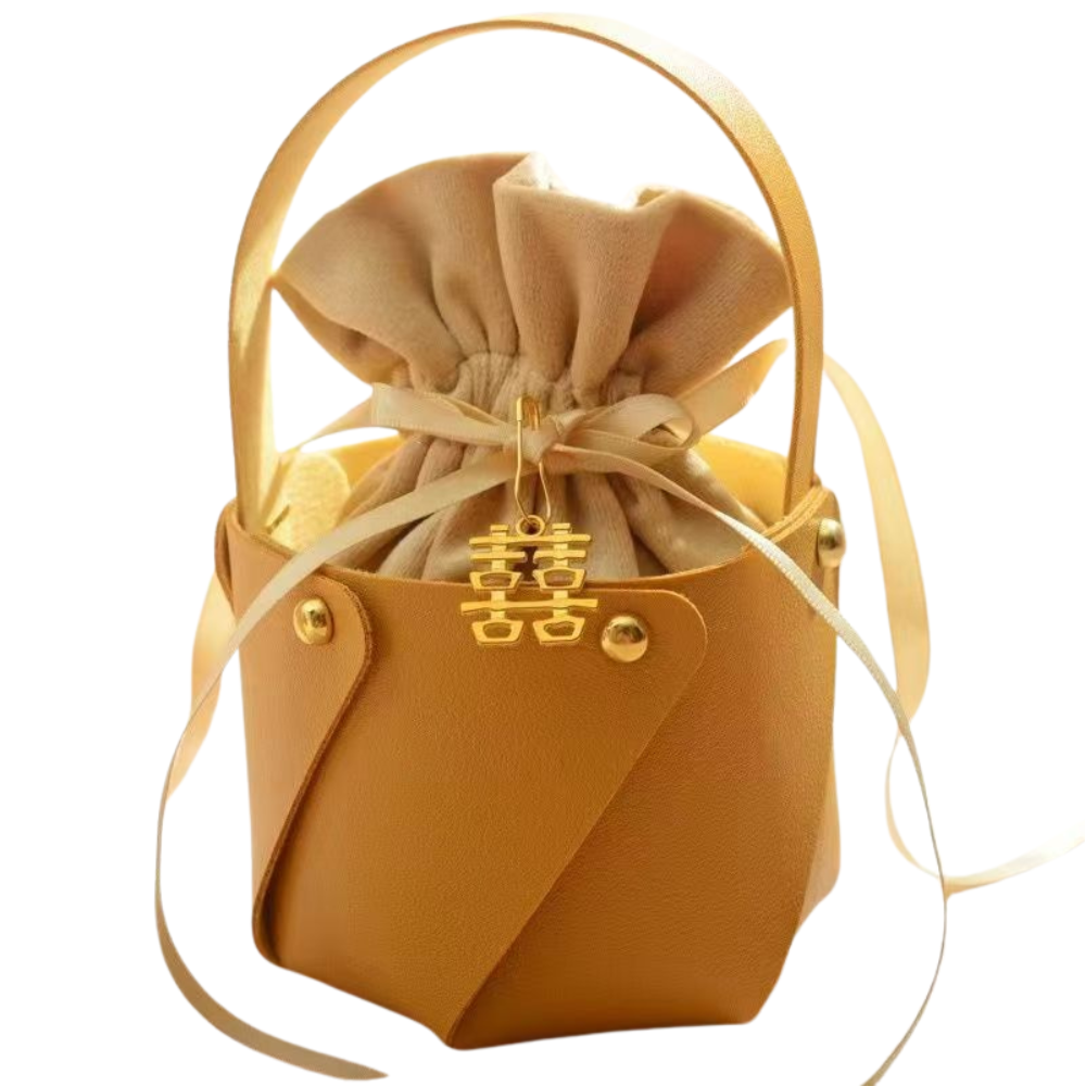Christmas packing Mini Bucket Bag  Leather hand-held apple packaging bag, Ping An fruit, Christmas gift