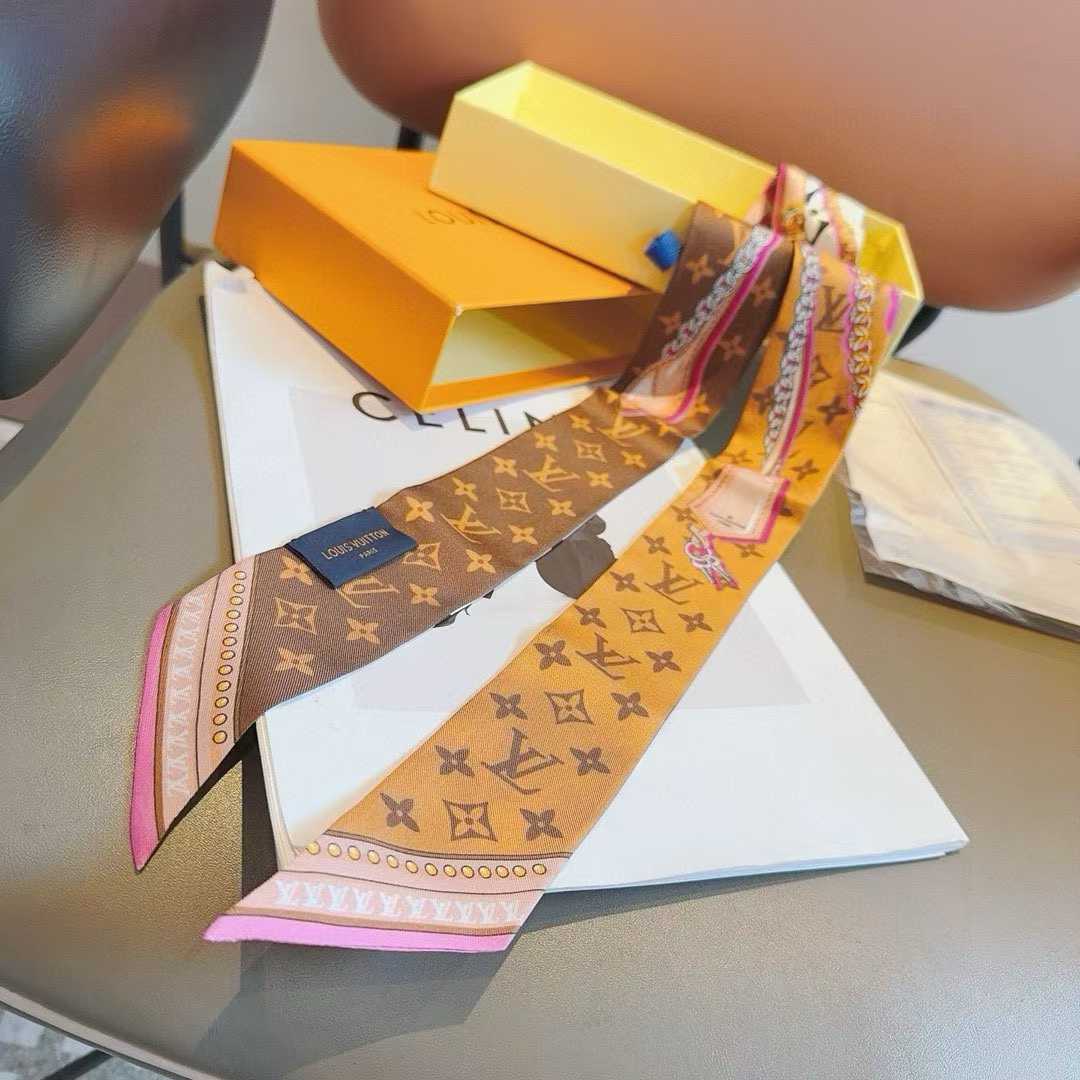 Scarves double sided patten monogram different color hair neck accessories bag scarves headband