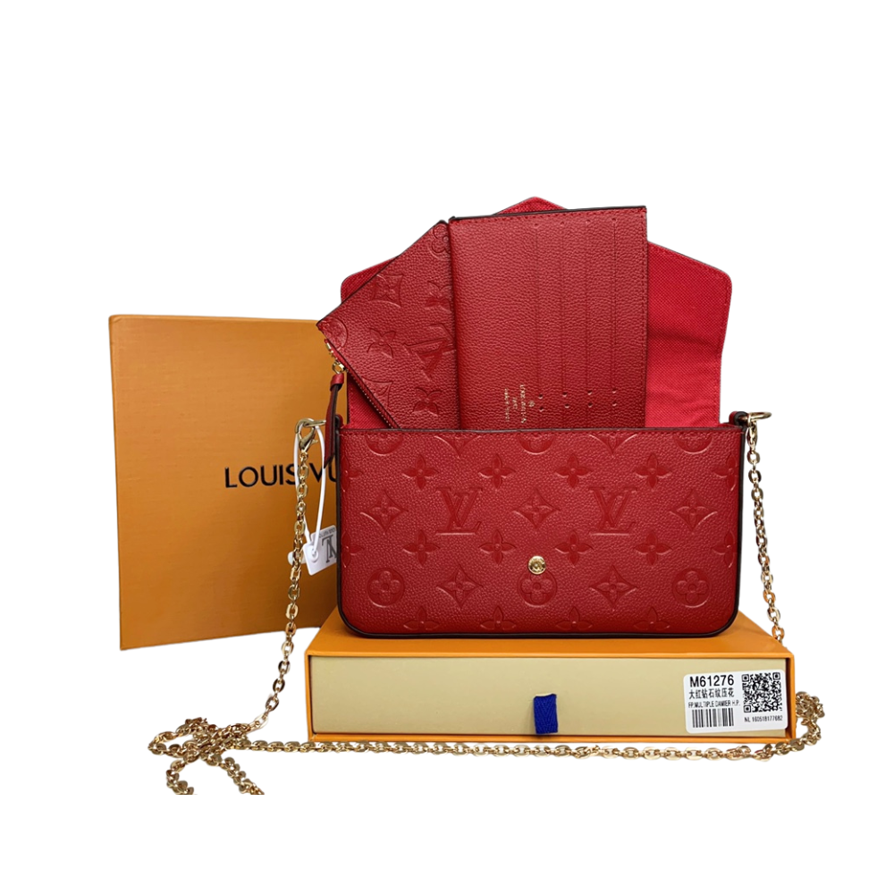L&V 3 in 1 matte leather bag multicolour Monogram Empreinte Pochette Felicie bag