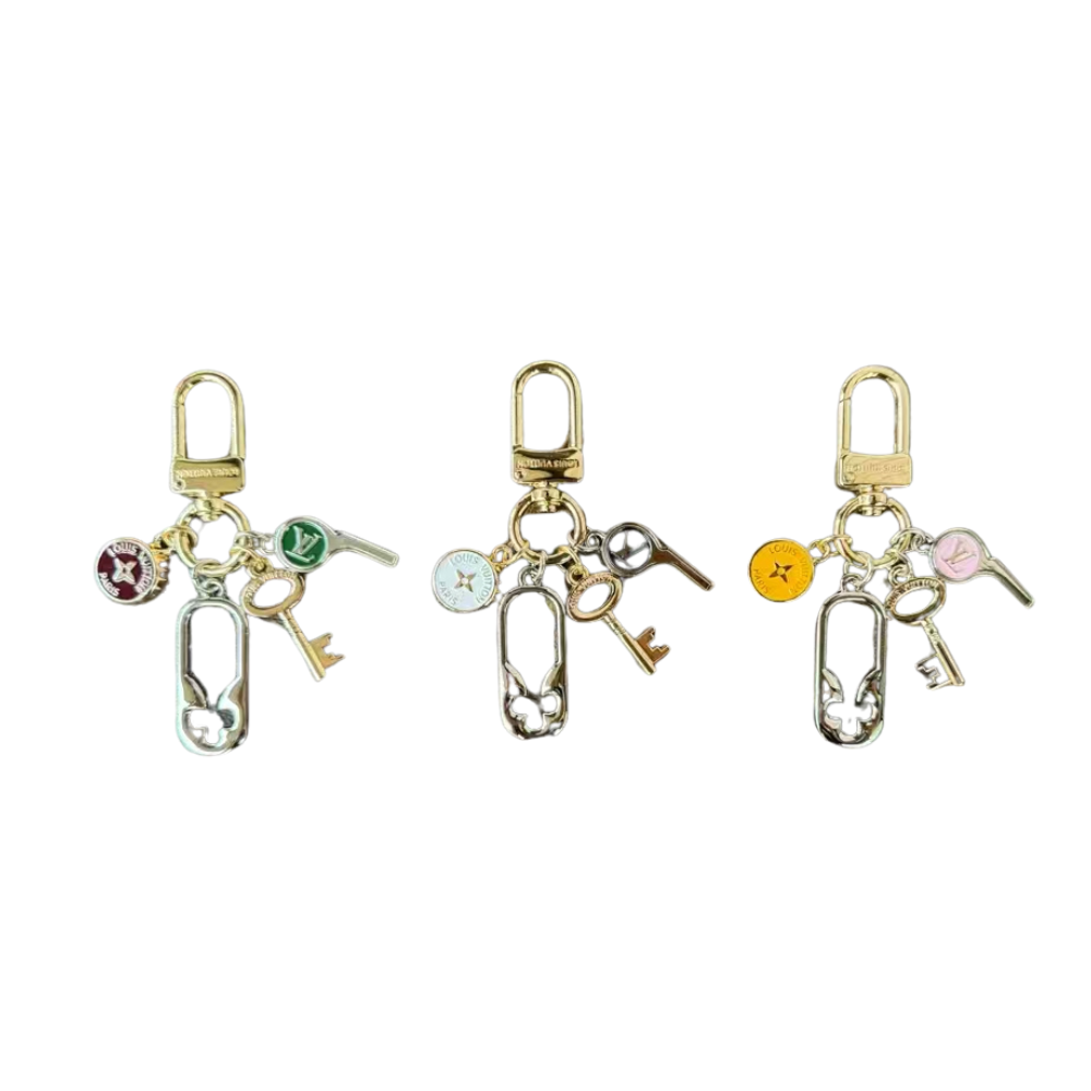 L&V keychains with accessory in the shape of a key, bag charm, car key, house kay, earphone case decoration