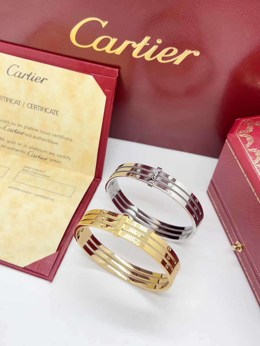 C&T wide bangle plain gold /plain silver never fade with stamp HQ jewelry