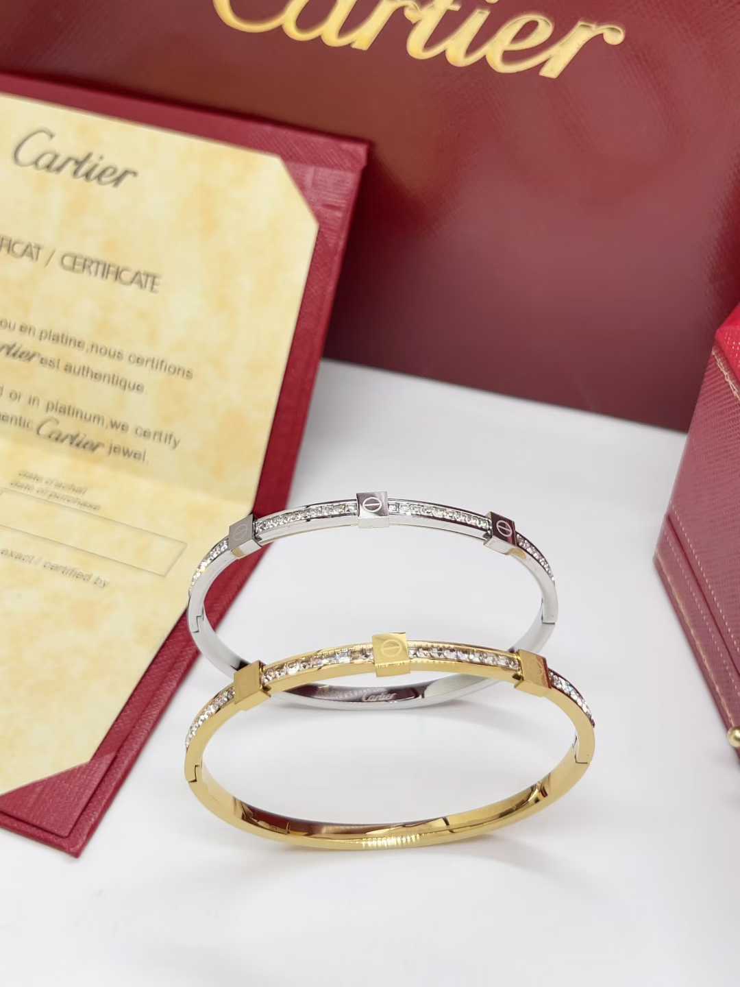 C&T bangle with diamond in gold / silver with stone bracelet with stamp jewelry