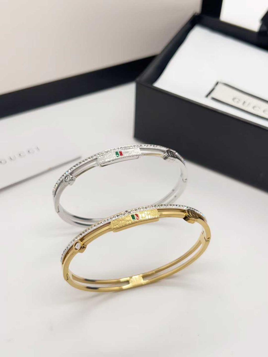 G&G bangle HQ with stone gold / silver hollow out bracelet never fade jewelry