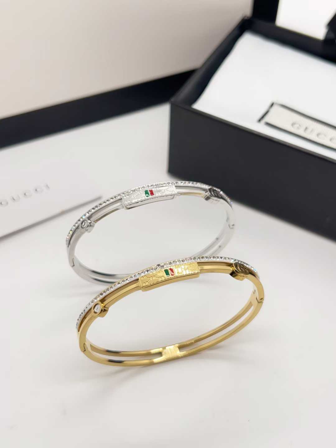 G&G bangle HQ with stone gold / silver hollow out bracelet never fade jewelry