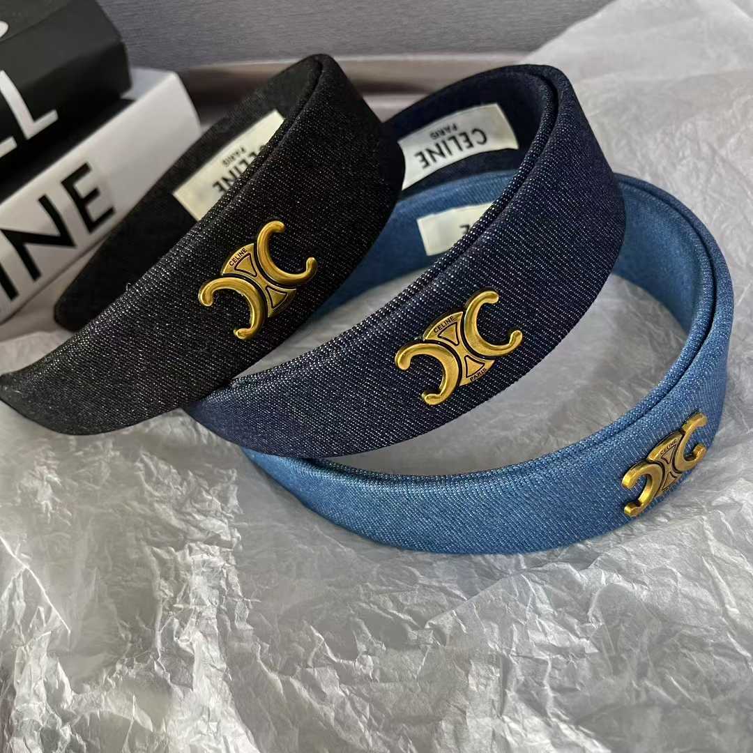 C&eline denim hair hoop blue / dark blue / black color headband no slip headwear hair accessories
