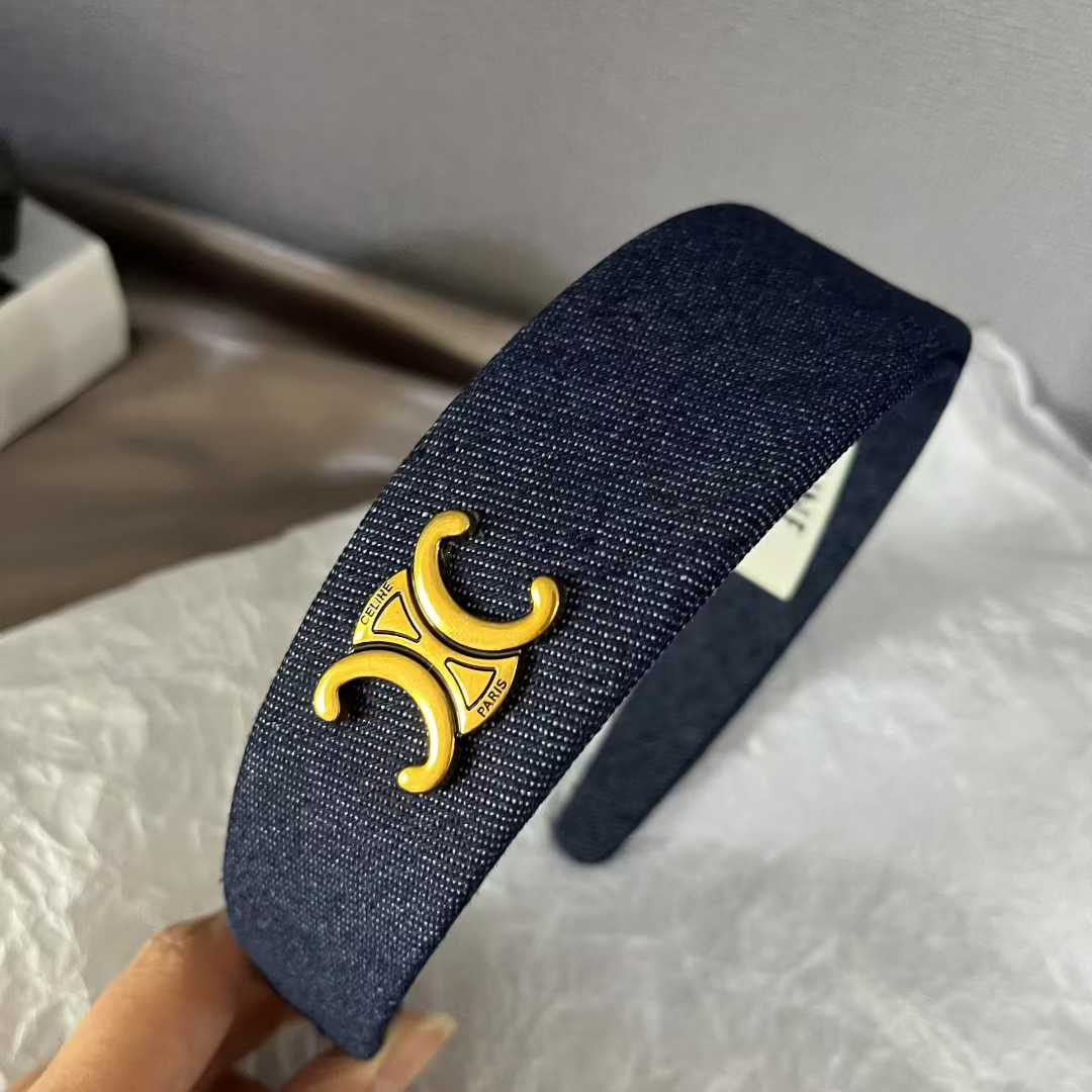 C&eline denim hair hoop blue / dark blue / black color headband no slip headwear hair accessories
