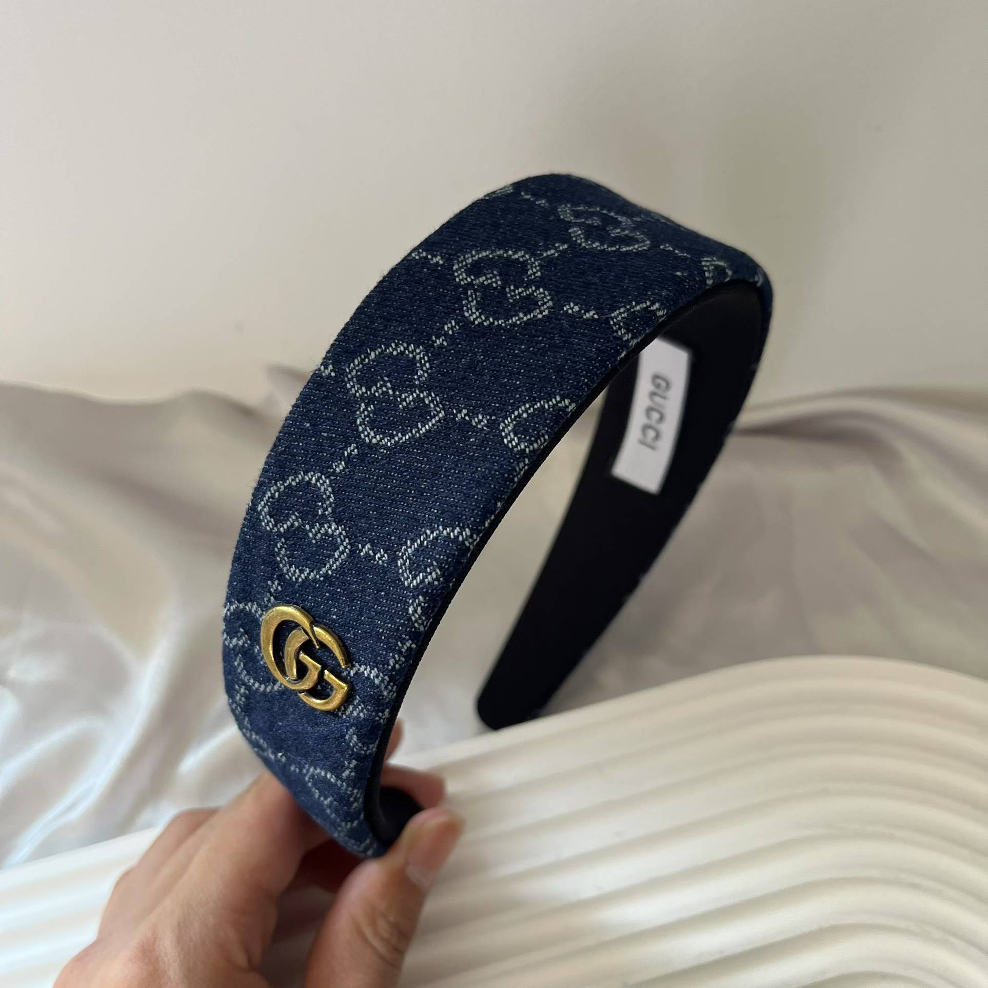 G&G monogram headband blue /  brown color fabric headwear no slip hair accessories