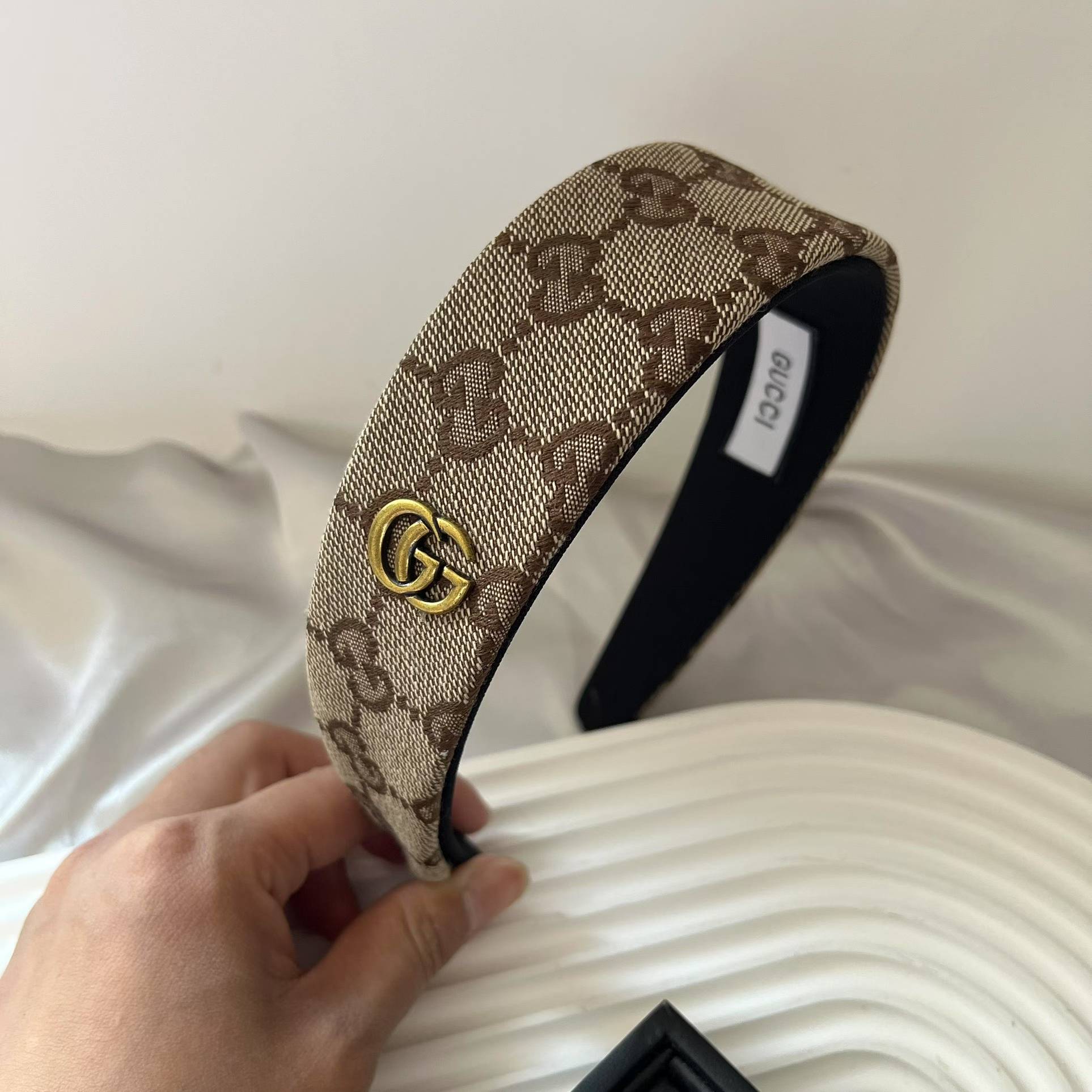 G&G monogram headband blue /  brown color fabric headwear no slip hair accessories