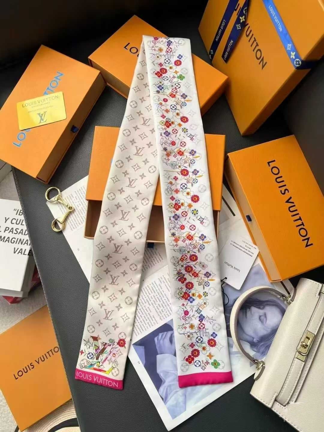 L&V colorful Monogram scarves hair neck accessories bag scarves headband