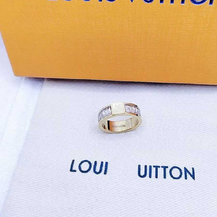 Ring with diamond 18K gold plated cubic zirconia stainless steel gold rings with stone jewelry with stamp Size 7-9