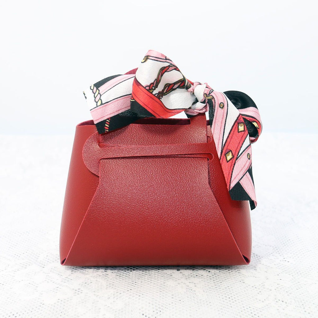 Creative small leather bag dopamine color souvenir simple ribbon folding small bag light luxury candy bag creative niche gift packaging bag