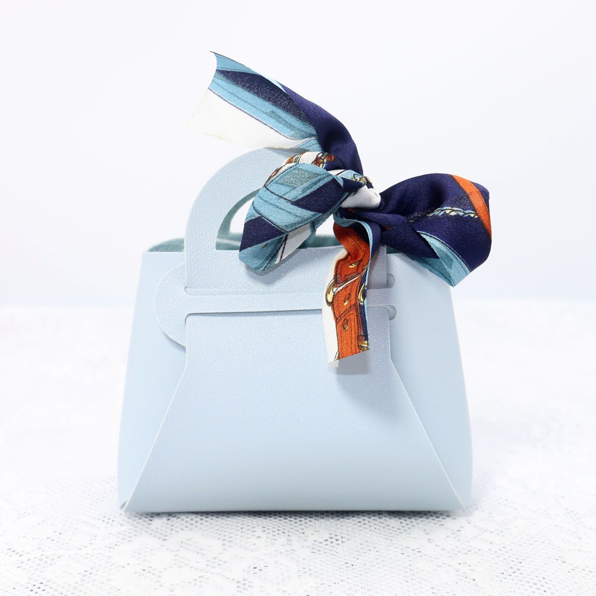 Creative small leather bag dopamine color souvenir simple ribbon folding small bag light luxury candy bag creative niche gift packaging bag