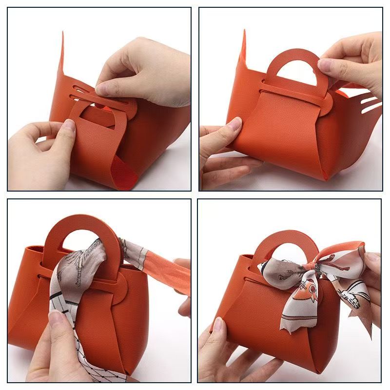 Christmas packing Mini Bucket Bag  Leather hand-held apple packaging bag, Ping An fruit, Christmas gift