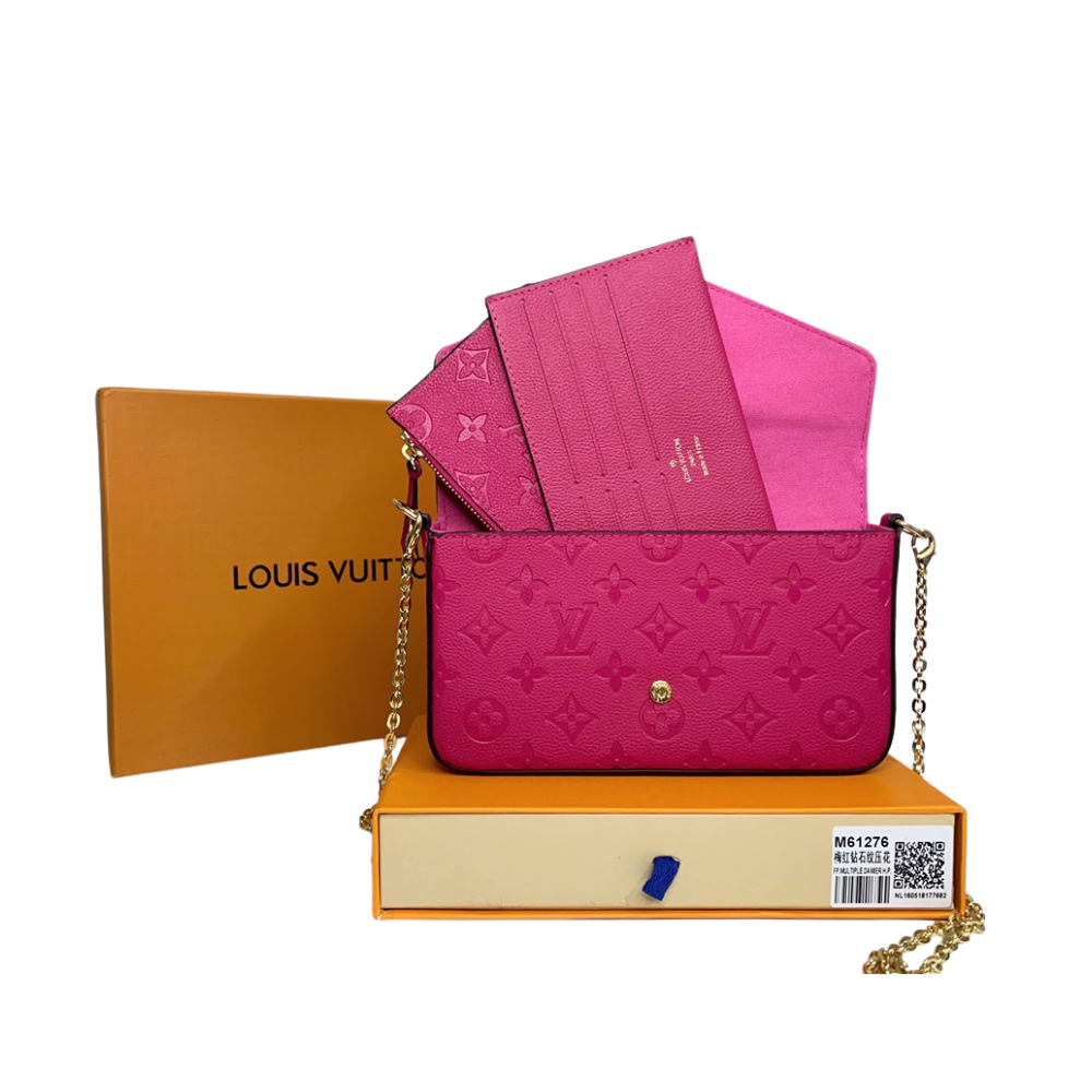 L&V 3 in 1 matte leather bag multicolour Monogram Empreinte Pochette Felicie bag