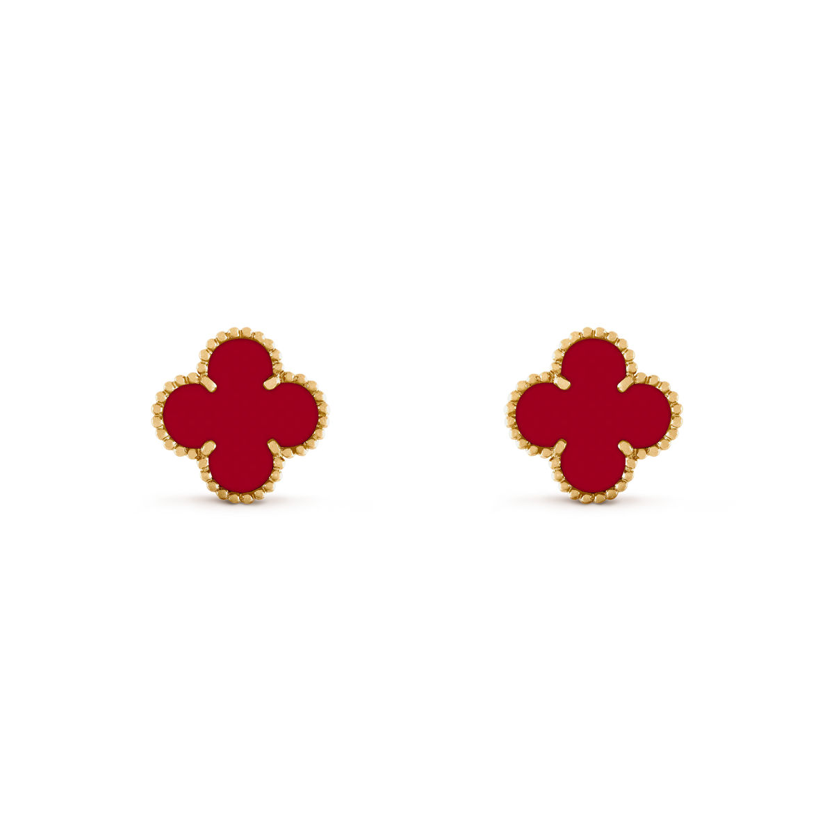 Stainless steel with 3 layers 18K yellow gold plated Carnelian red stone earring