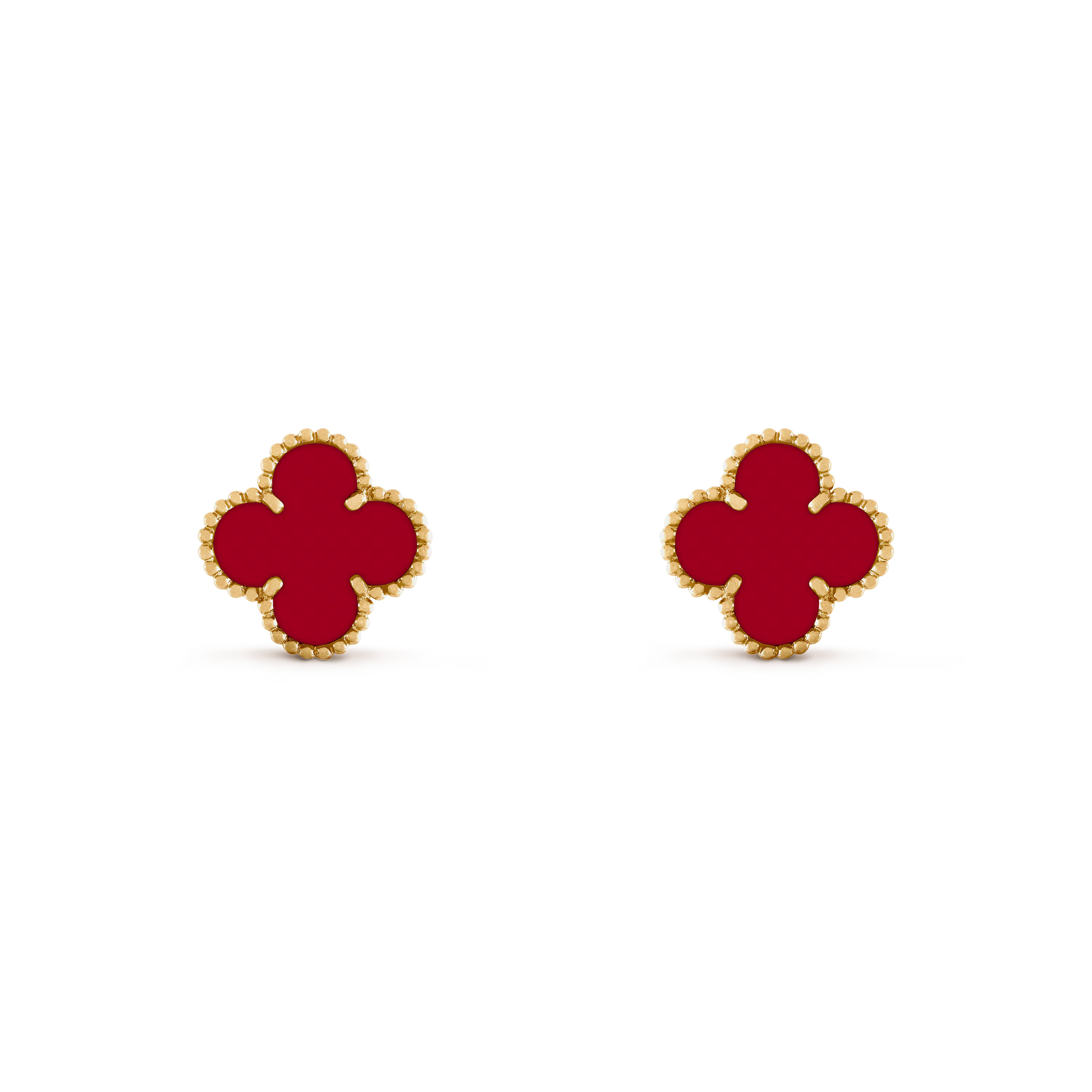Stainless steel with 3 layers 18K yellow gold plated Carnelian red stone earring
