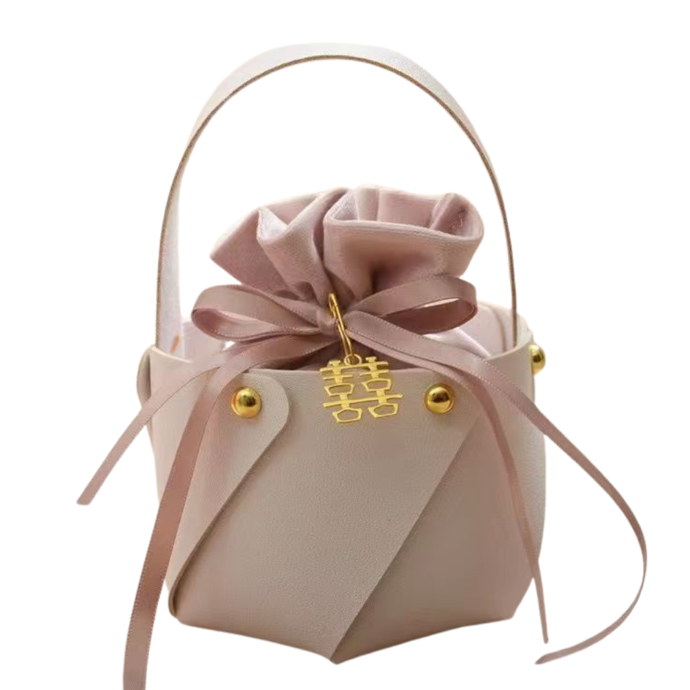 Christmas packing Mini Bucket Bag  Leather hand-held apple packaging bag, Ping An fruit, Christmas gift