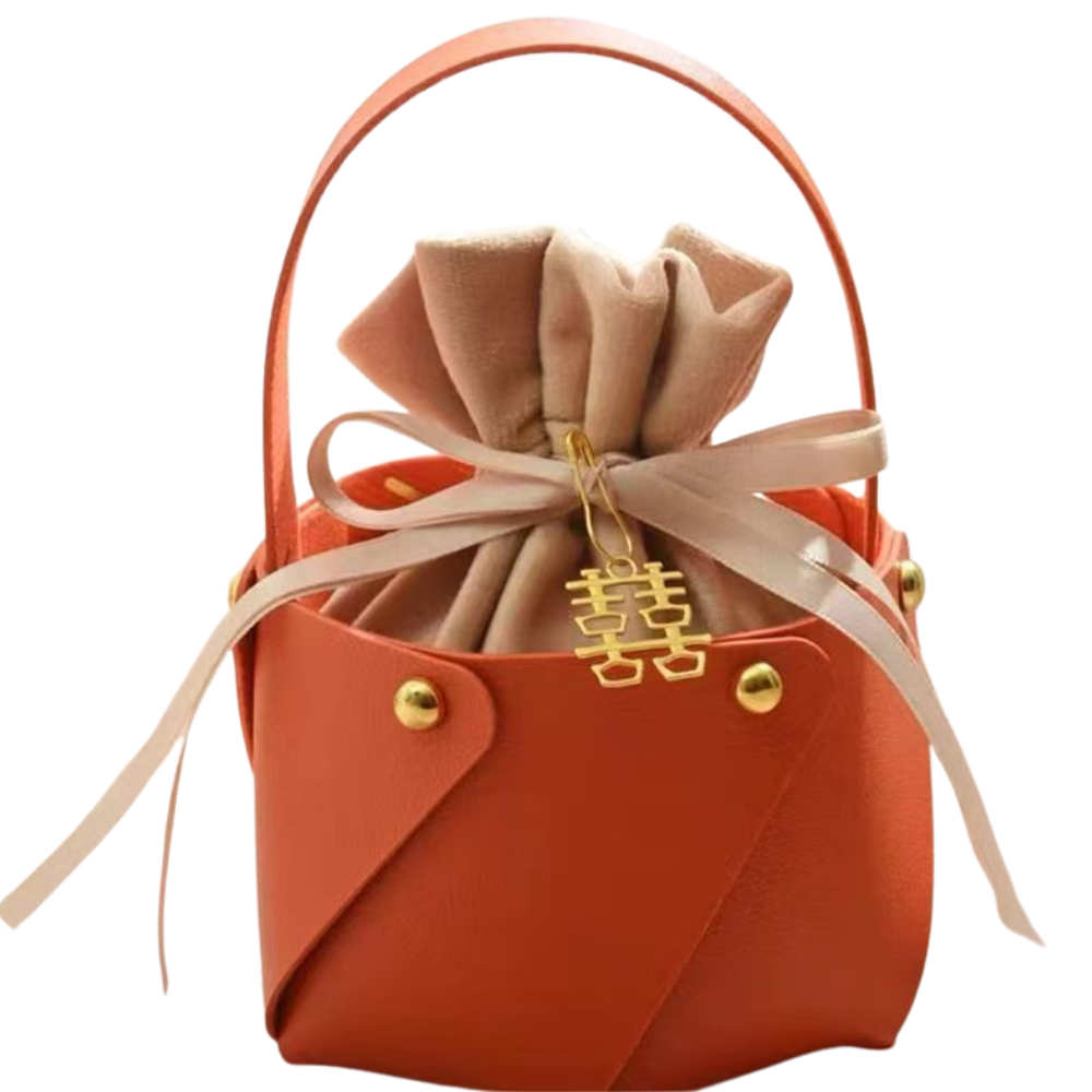 Christmas packing Mini Bucket Bag  Leather hand-held apple packaging bag, Ping An fruit, Christmas gift