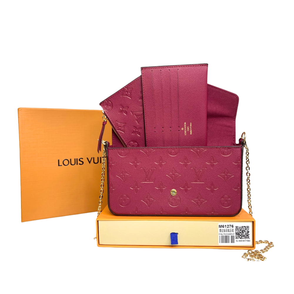L&V 3 in 1 matte leather bag multicolour Monogram Empreinte Pochette Felicie bag