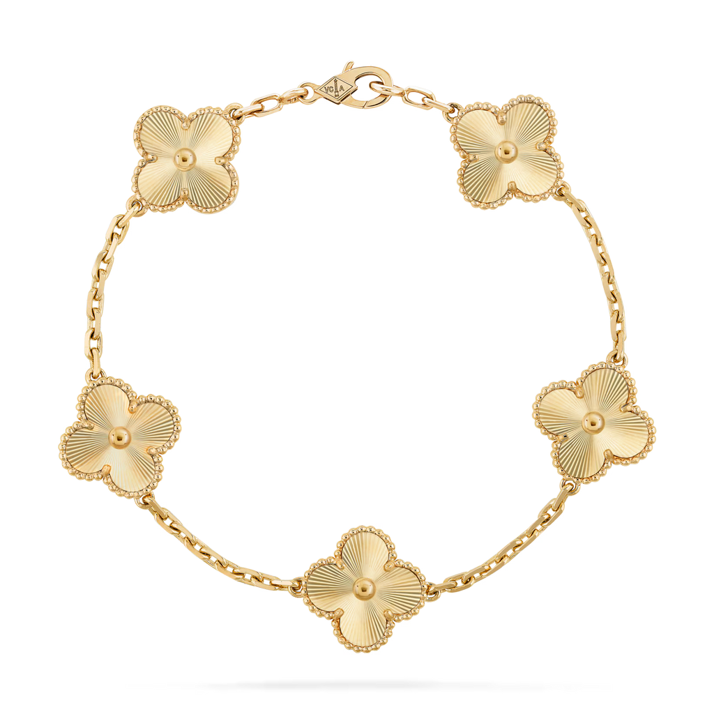V&CA 18K yellow Gold Plated with stamp,Laser sensation gold/silver Bracelet, Lucky Link Bracelets Double-Sided Adjustable Design Jewelry for Women Girls Christmas Valentine's Day