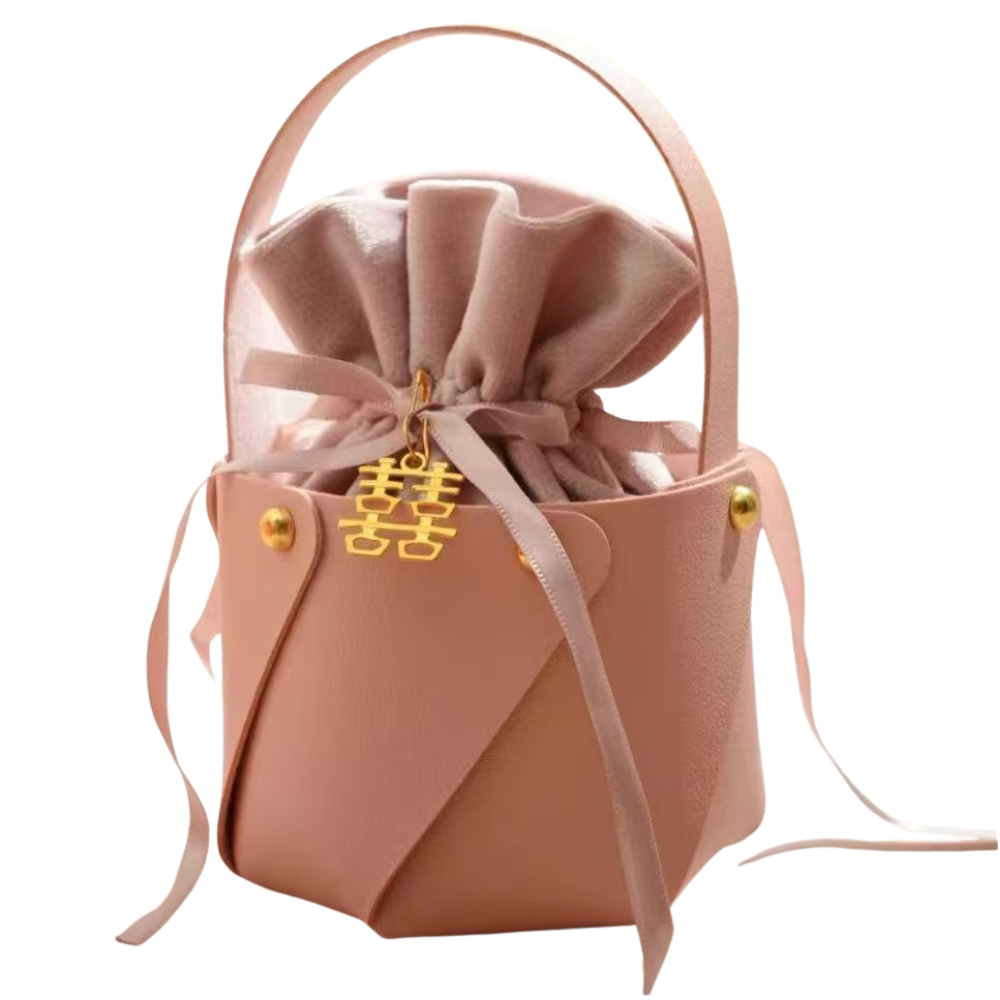 Christmas packing Mini Bucket Bag  Leather hand-held apple packaging bag, Ping An fruit, Christmas gift