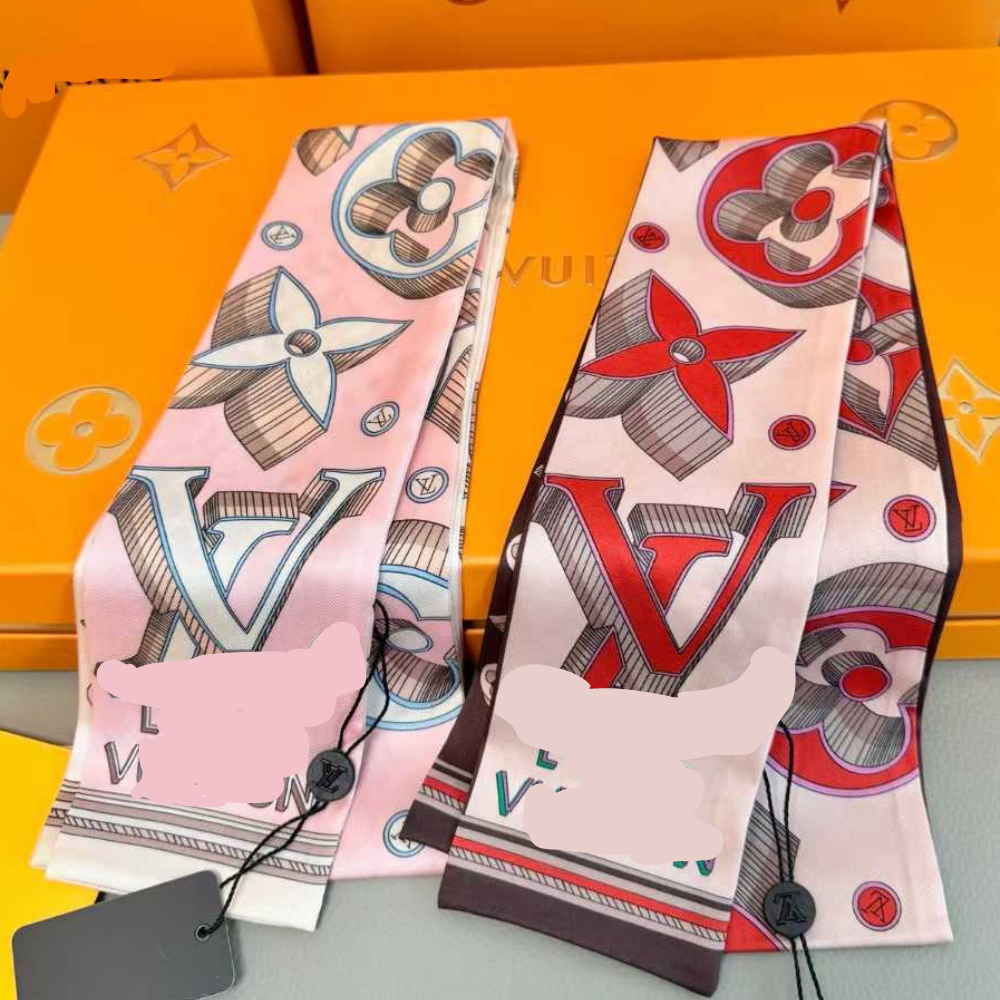 L&V scarves white / red color monogram bag scarves hair neck accessories headband