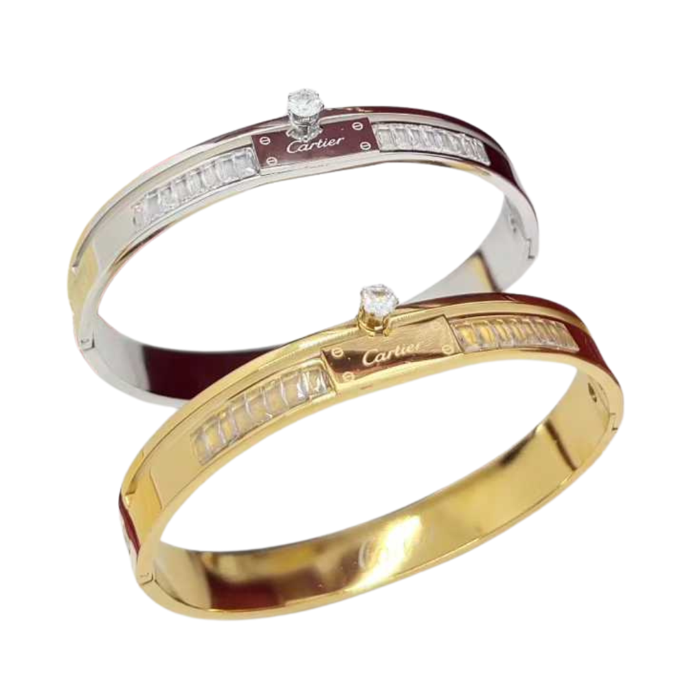 C&T diamond bangle gold / silver HQ with stone never fade bracelet with stamp jewelry