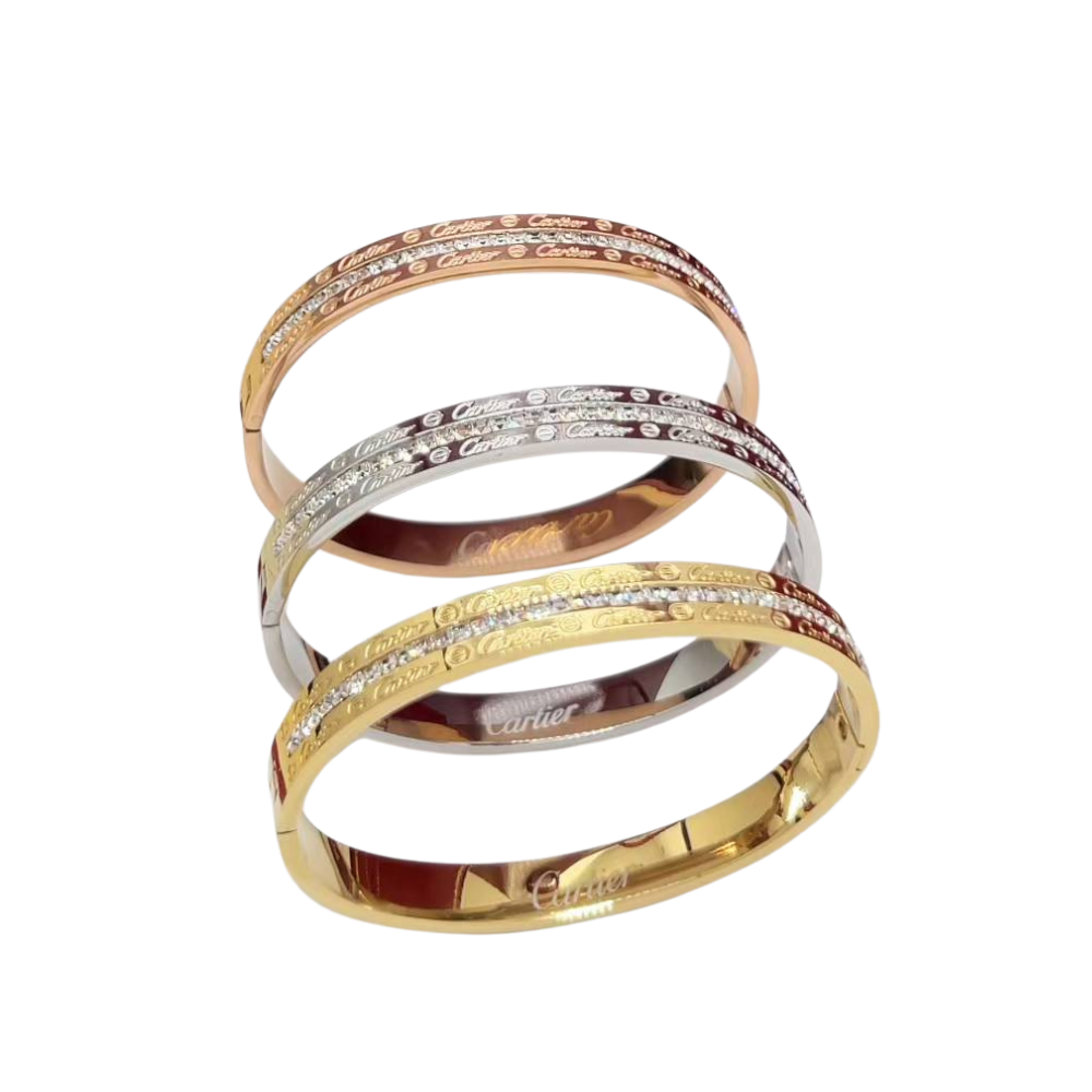 C&T bangle with diamond gold / silver / rose gold bracelet with stone never fade with stamp jewelry