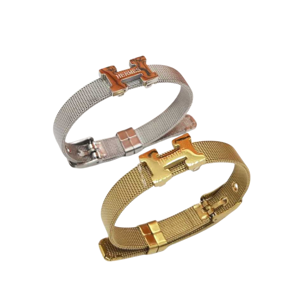 H free size bangle watch belt bracelet plain gold /plain silver with stamp waterproof jewelry