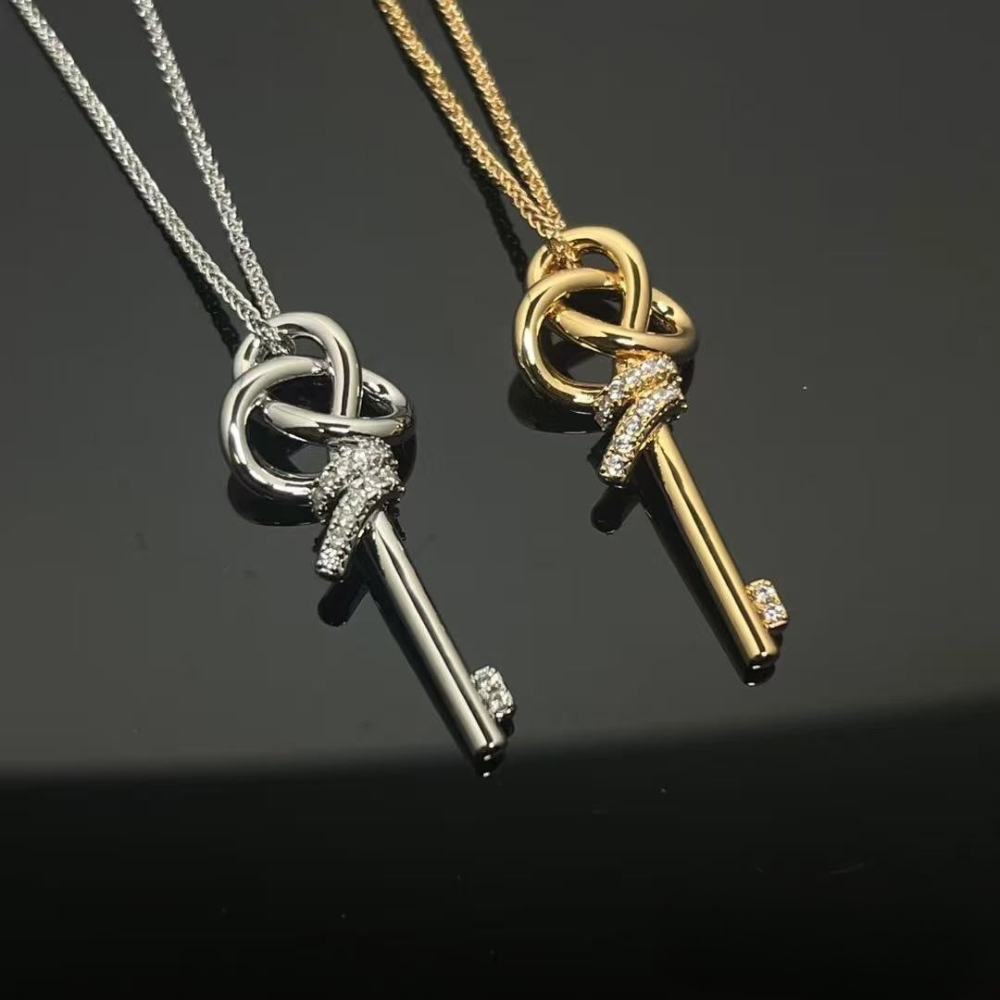 T&iffany charm necklace with diamond gold / silver with stone waterproof jewelry