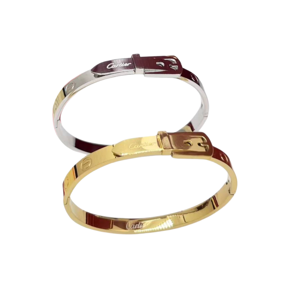 C&T belt bangle plain gold /plain silver waterproof bracelet with stamp inside HQ jewelry