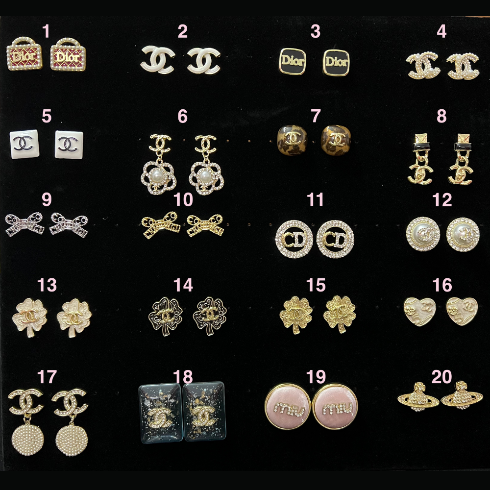 Earrings different styles dangling / stud  multi color with pearl with diamond gold / silver with stone earring