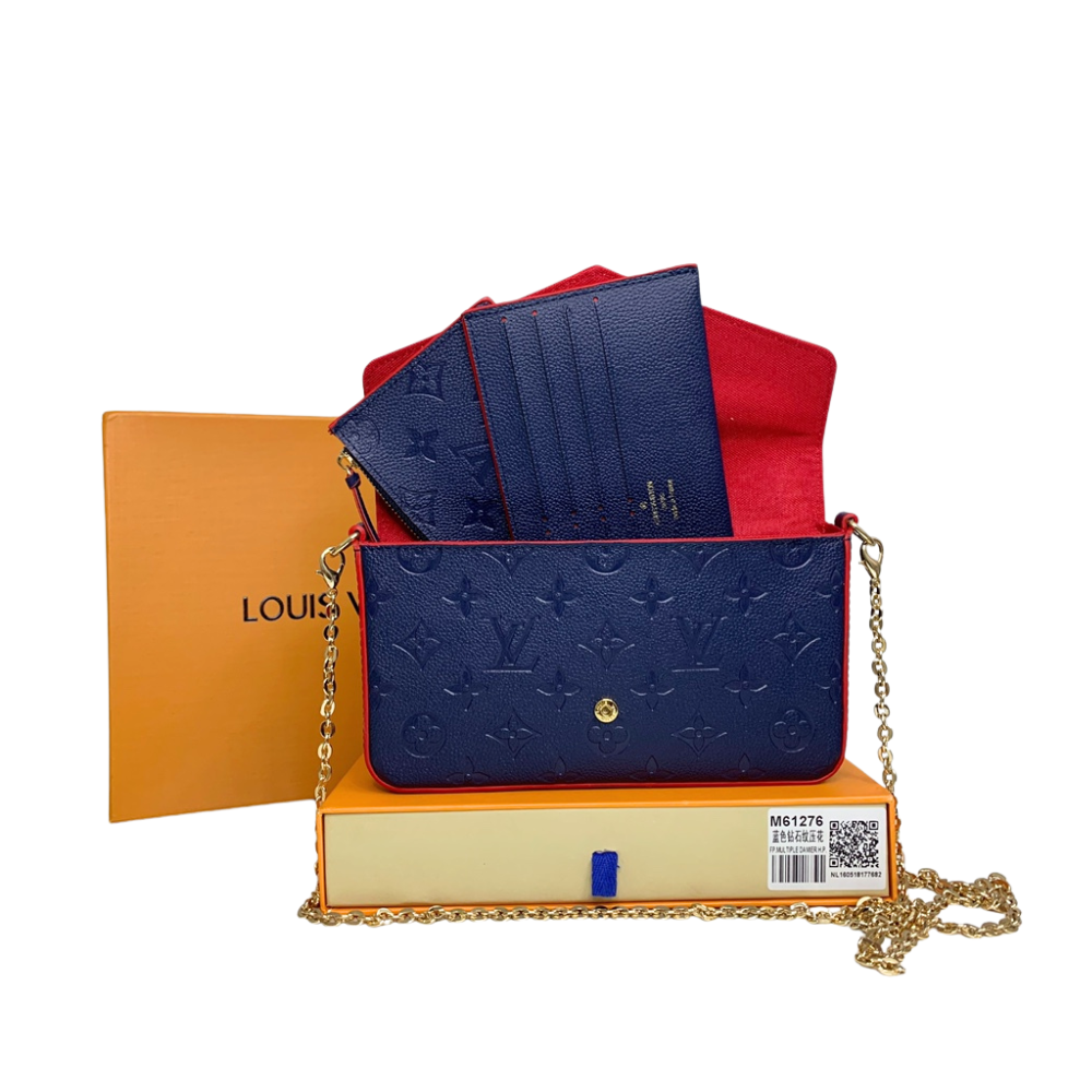 L&V 3 in 1 matte leather bag multicolour Monogram Empreinte Pochette Felicie bag
