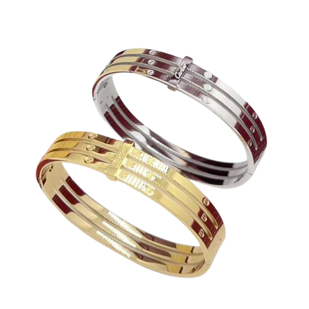 C&T wide bangle plain gold /plain silver never fade with stamp HQ jewelry