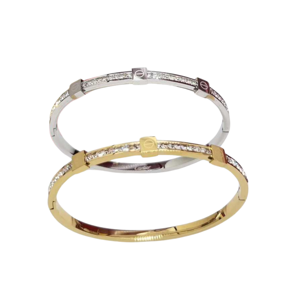 C&T bangle with diamond in gold / silver with stone bracelet with stamp jewelry