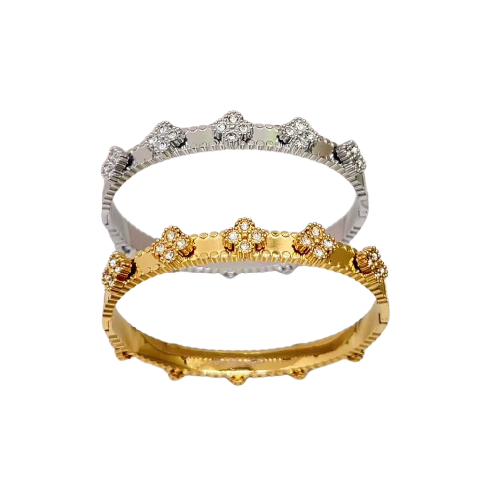 V&CA five clover diamond bangle gold / silver bracelet with stone waterproof jewelry