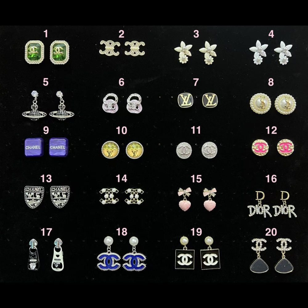 Earrings HQ with diamond high quality multi color dangling / stud with pearl gold / silver with stone jewelry