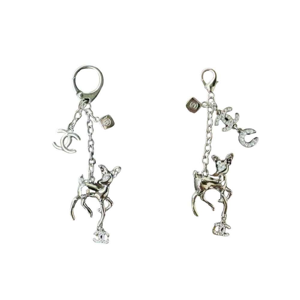 C&C deer keychains, bag charm, car key ring pendant for purse, handbag bag, earphone case decoration with stone with diamond
